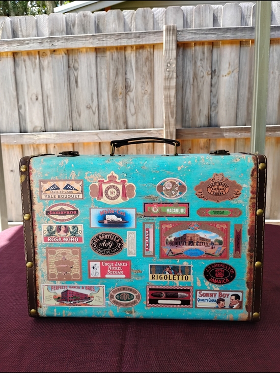 Other - Vintage Look Suitcase with Travel Stickers Rustic Decor